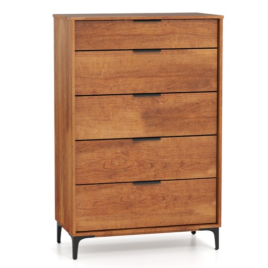 Cherry MDF 5 Drawer Dresser with Metal Legs and Anti Tipping Kit | Michaels Cherry MDF 5 Drawer Dresser with Metal Legs and Anti Tipping Kit | Michaels